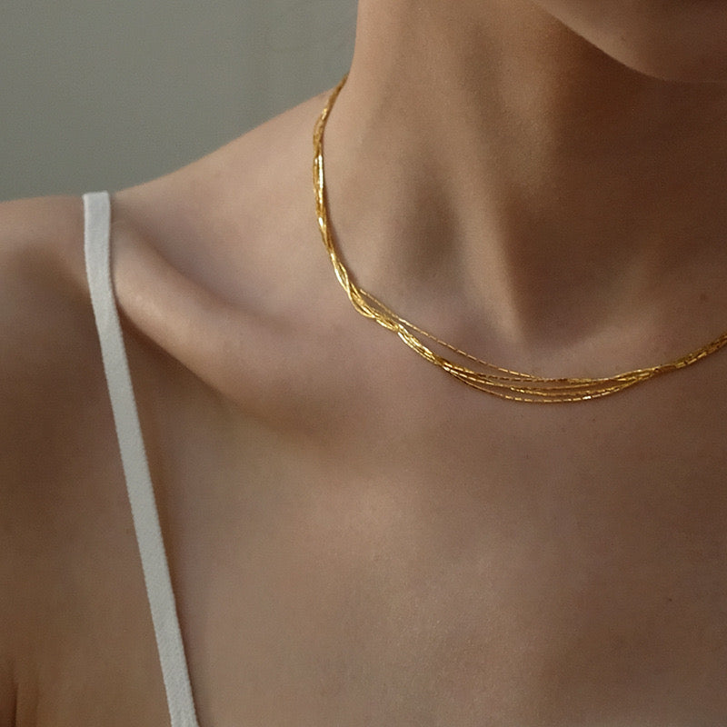 X Styled Multi Strand Gold Necklace JLTN1281