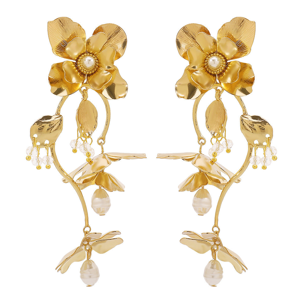 Vintage Floral Style Premium pearl Drop Earrings JLT12865