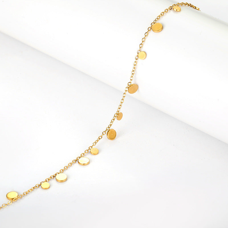 "Gold Disc Charm Chain Bracelet" JLTB0687
