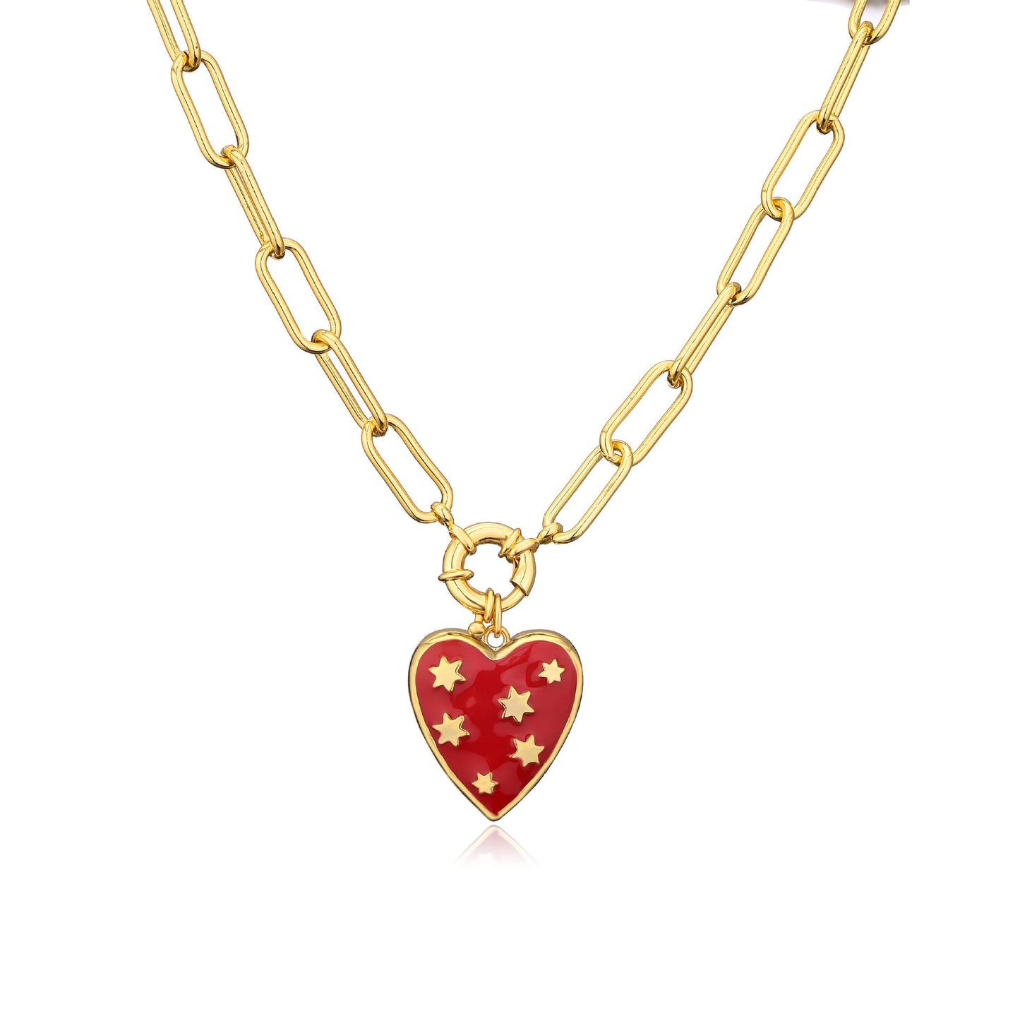 Artifical Enamel Heart Necklace
