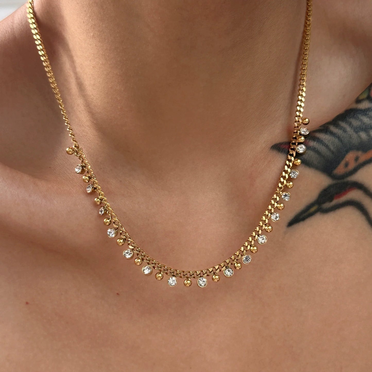 Adorned white stone Elegance Necklace JLTN1039