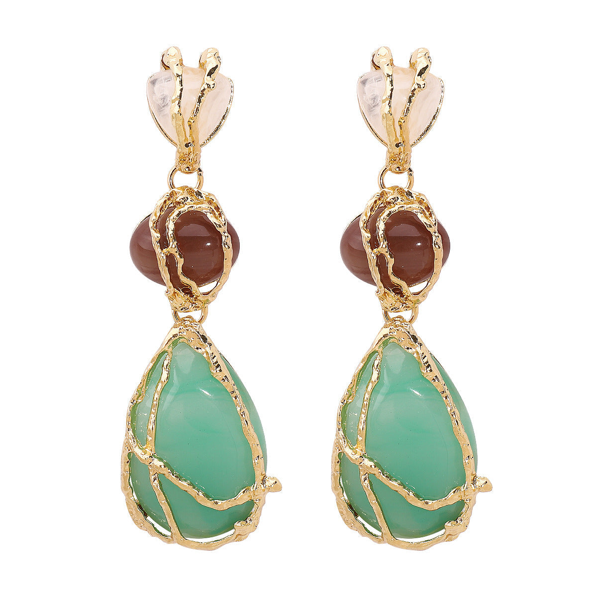 acrylic alloy net pocket water drop geometric earrings jlt13185