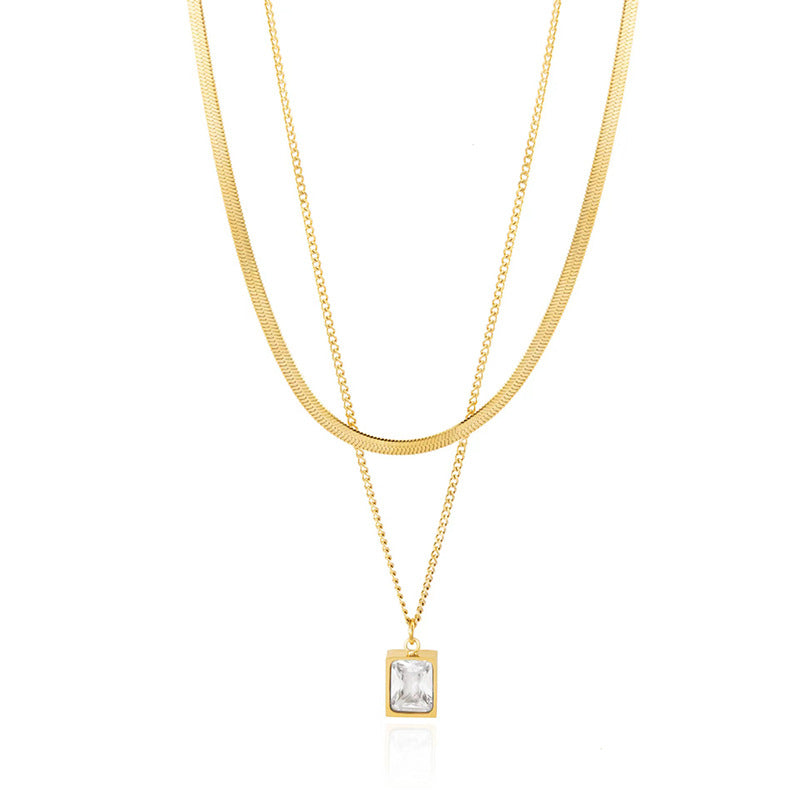 -Artificial Gold Necklace with Double Chain