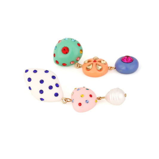 Whimsical Candy Pop Drop Earrings – Colorful Polka jlt13316