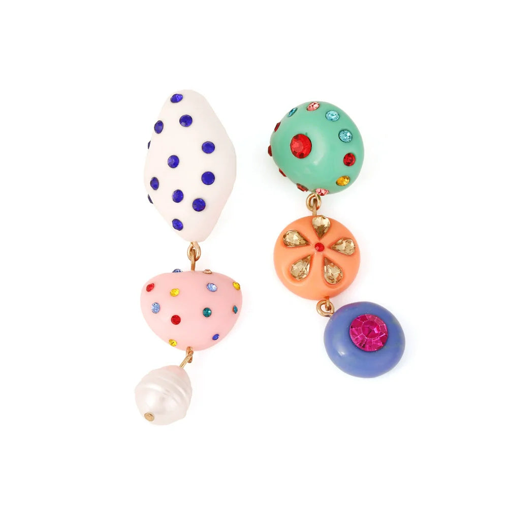 Whimsical Candy Pop Drop Earrings – Colorful Polka jlt13316