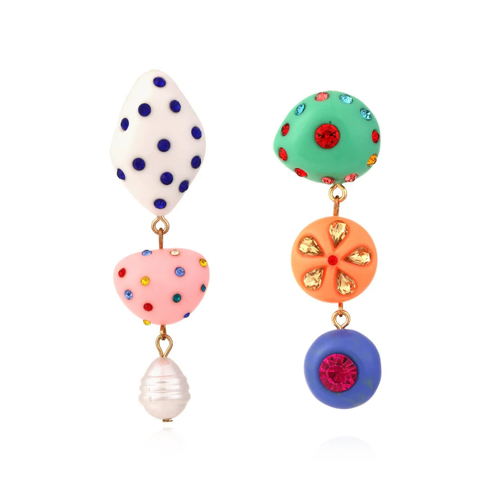 Whimsical Candy Pop Drop Earrings – Colorful Polka jlt13316