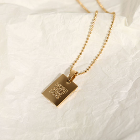 "More Self Love" Necklace – Inspirational Pendant for Self-Care & Confidence-jltn0632