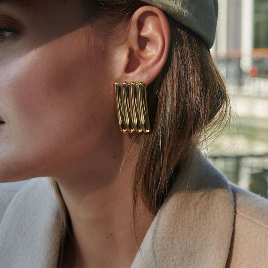 - Vertical Ribs - Pin Earrings