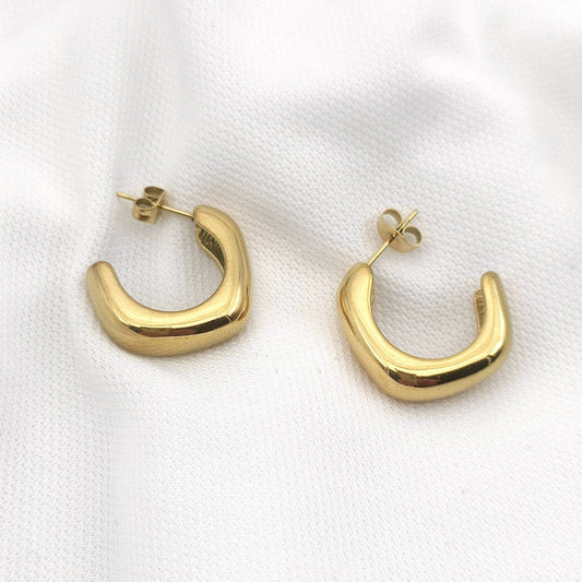 wide Irregular Shape Gold Hoop Earrings JLT12685