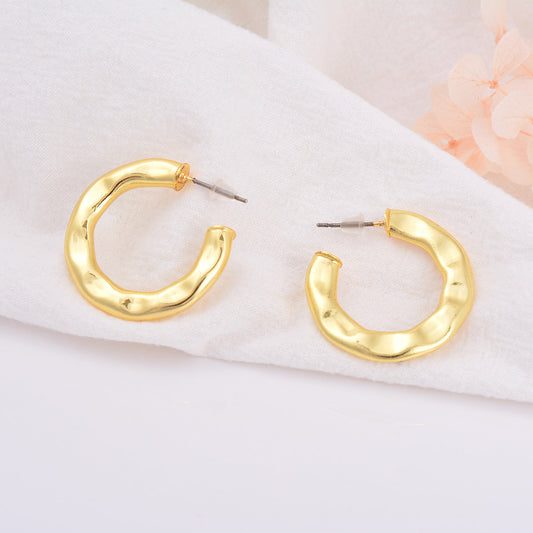 Wavy Gold Hoop Earrings JLT12756