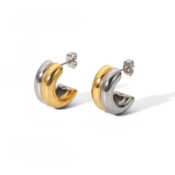 Two tone Multicolor Hoop Earrings JLT12831