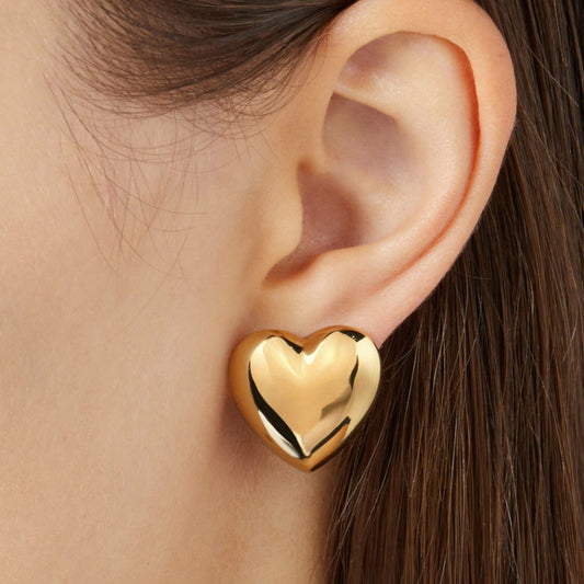 Vintage Valentine Golden Heart Stud Earrings JLT12855