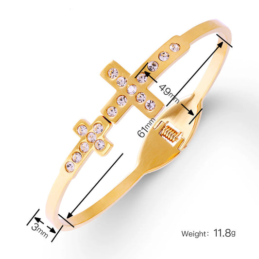 Women’s Sparkle Cross Hinged Bangle Bracelet JLTB0665