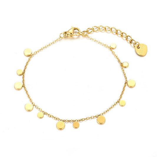 "Gold Disc Charm Chain Bracelet" JLTB0687
