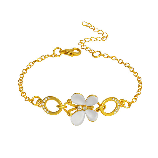 "Elegant Butterfly Charm Bracelet with White Enamel Wings"  JLTB0802