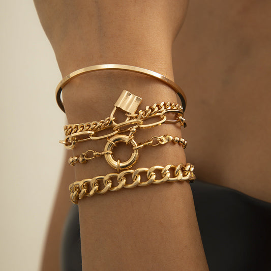 "Punk hip-hop style lock" mix and match multi-element bracelet set JLTB0812