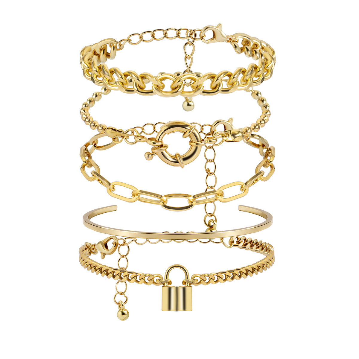 "Punk hip-hop style lock" mix and match multi-element bracelet set JLTB0812