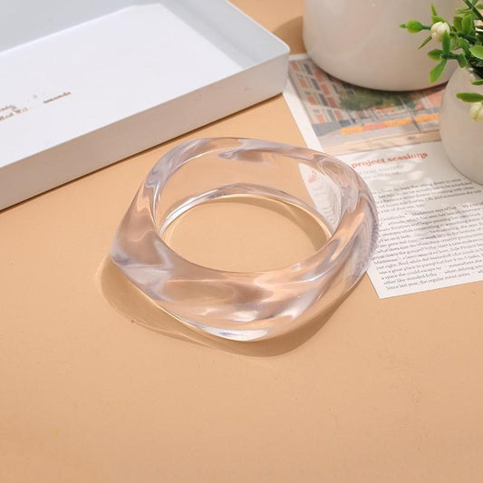 "Minimalist Clear Resin Bangle" Round Bracelet JLTB0828