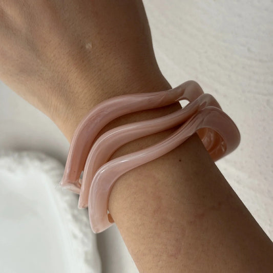 Wavy Blush Glossy Resin Bracelet Design JLTB0919 - Pack of 3