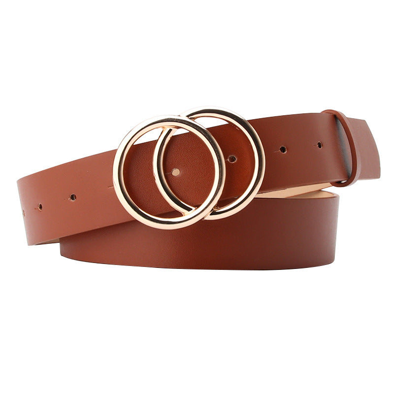 "Trendy Versatile Women’s Wide Belt with Round Buckle for Sweaters & Coats"