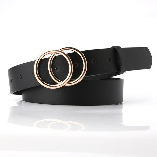 "Trendy Versatile Women’s Wide Belt with Round Buckle for Sweaters & Coats"