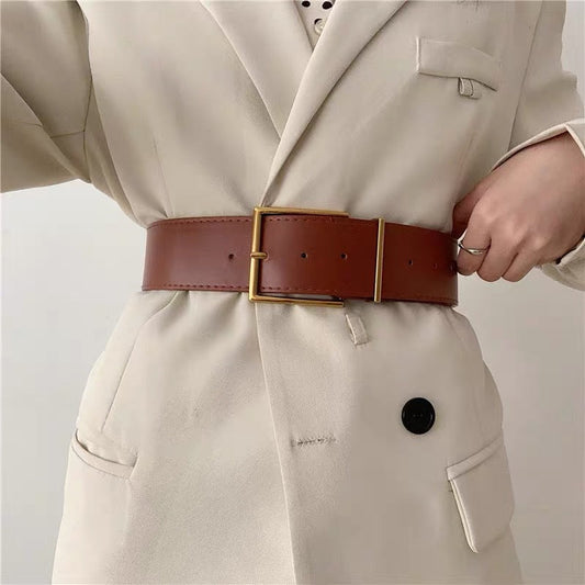 Waist Band With Wide Buckle Brown Belt JLTHB0224