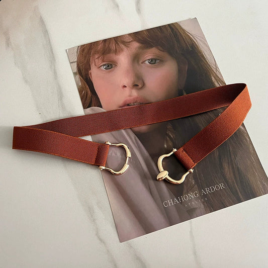 "Elastic Buckle Thin Waist Belt – Women’s All-Match Decorative Dress Belt JLTHB0266"