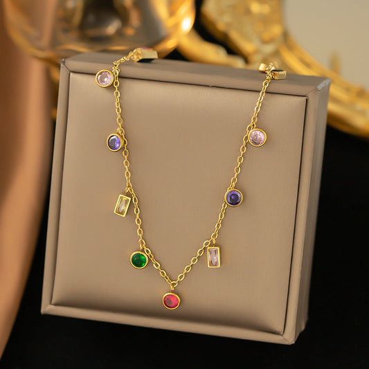 Artifical Multi-stoned Charms Necklace