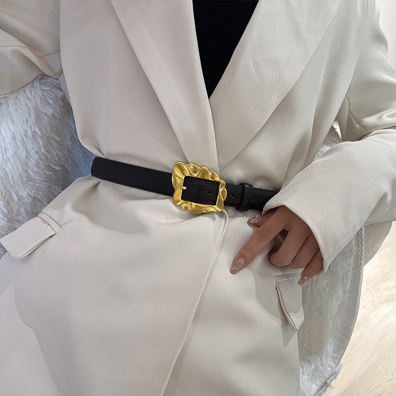 "New Summer Women’s Versatile Belt – Black Waist Accessory for Dresses and Coats"