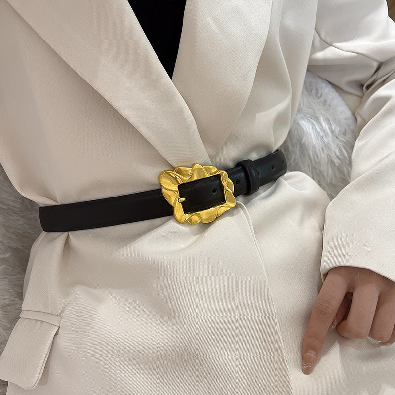 "New Summer Women’s Versatile Belt – Black Waist Accessory for Dresses and Coats"