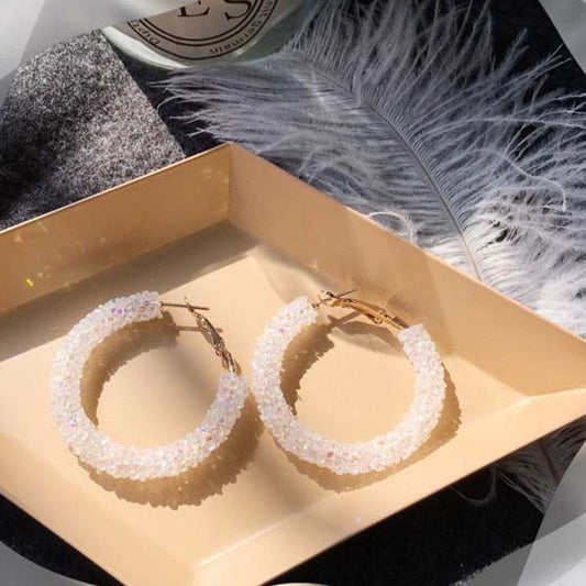 white snowy cystal-hoop earring-jlt10580