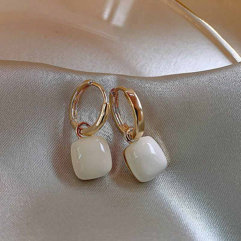 White Hoop Earrings jlt12092