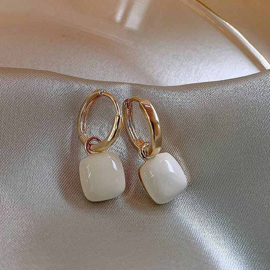 White Hoop Earrings jlt12092
