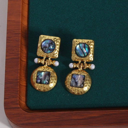 Abalone Shell Multicolor Pearl Pin Earrings JLT12792