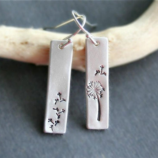 Vintage Dandelion Silver Drop Earrings  JLT12805