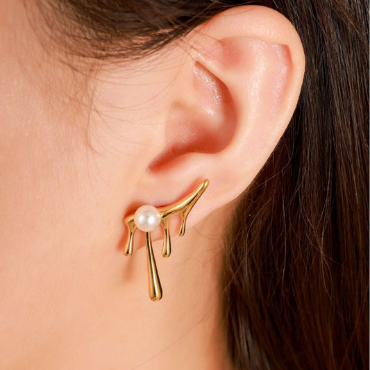 water drop pearl gold earrings jlt13098