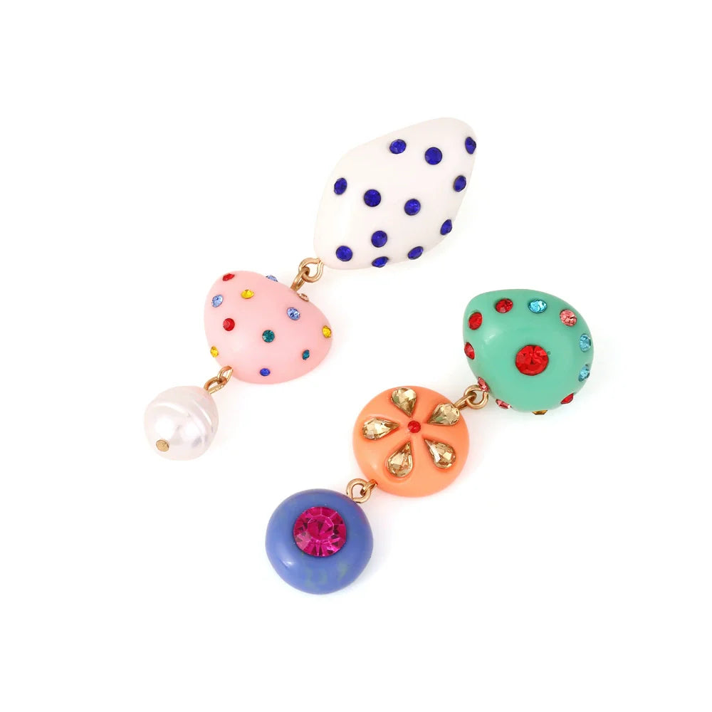 Whimsical Candy Pop Drop Earrings – Colorful Polka jlt13316