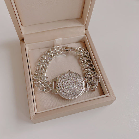Artifical Shimmer Luxe Dual-Chain Silver finish Bracelets  jltb0212