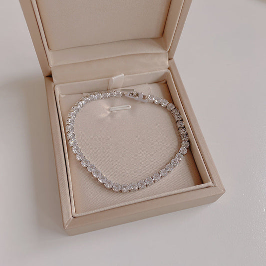 Artifical Classic Sparkle Tennis Silver-tone Bracelet  jltb0213