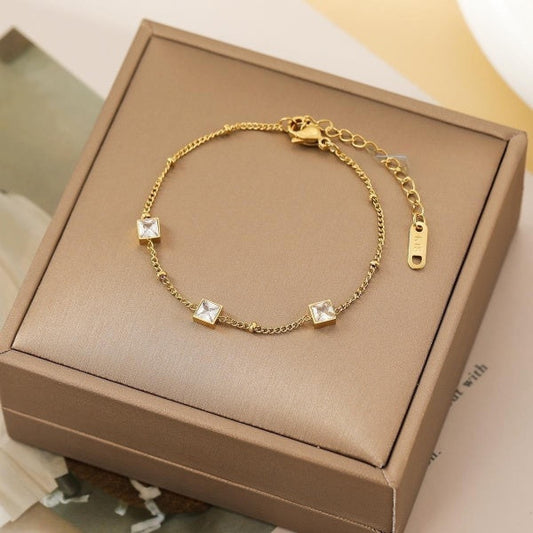 Adjustable Chic Square Shaped with Princess Cut Stone Bracelet JLTB0632