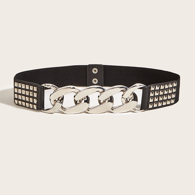 "New Design Rivet Decor Elastic Waist Belt for Suits & Skirts – JLTHB0023"