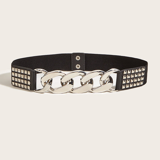 "New Design Rivet Decor Elastic Waist Belt for Suits & Skirts – JLTHB0023"