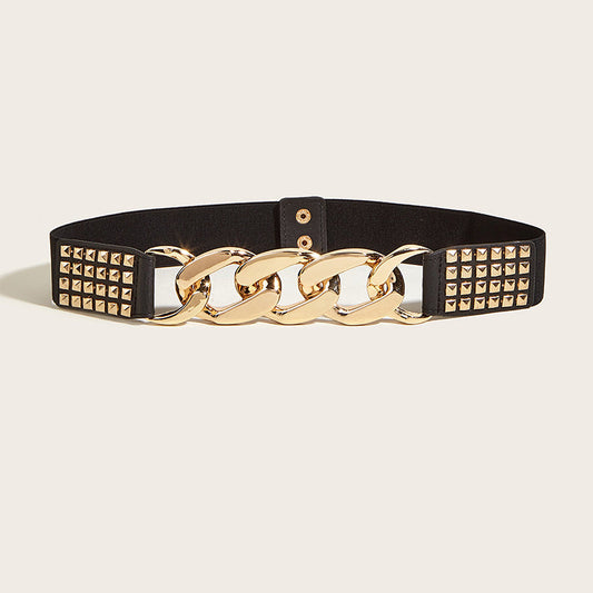 "New Design Rivet Decor Elastic Waist Belt for Suit & Skirt Outfits JLTHB0024"