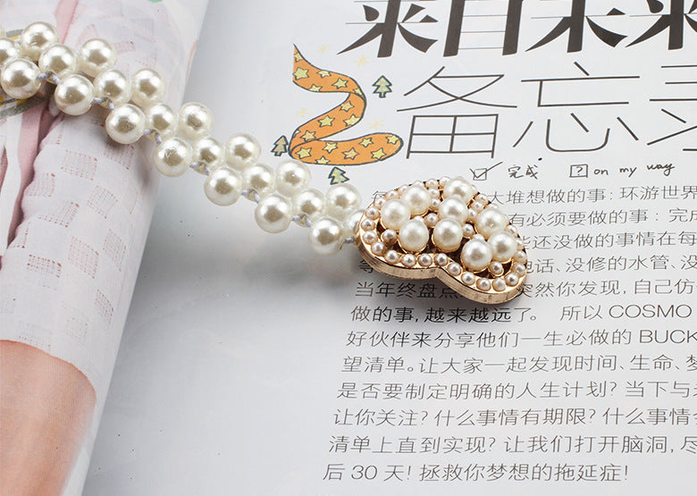 "Pearl Belt with Rhinestone Decor – Thin Waist Dress Accessory JLTHB0028"