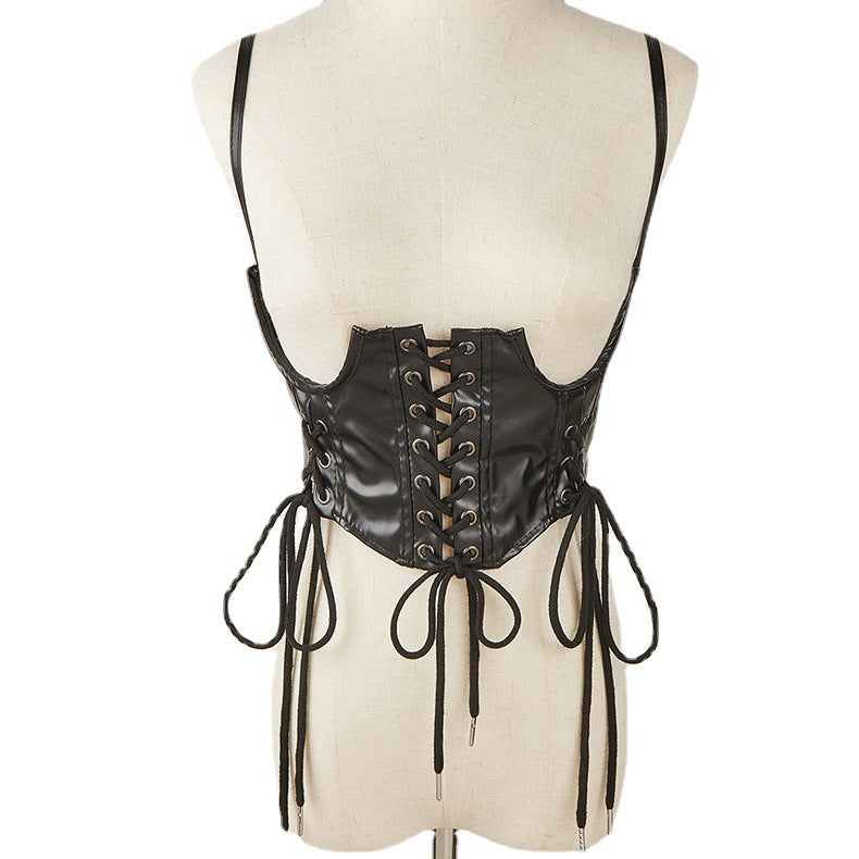 "Street Style Dark Girl Corset Waistband with Slim Waist Strap Design"