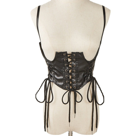 "Street Style Dark Girl Corset Waistband with Slim Waist Strap Design"