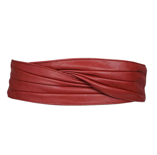 Women’s Wide Fashion Belt for Suit Dress Waist – Red & Black Versatile Style