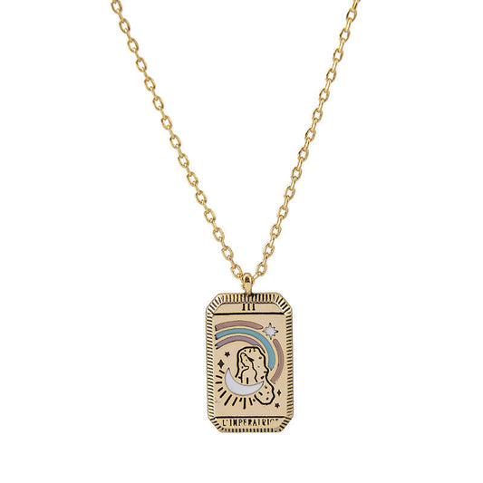 "L'Imperatrice" Tarot Necklace – Gold-Color Empress Card Pendant for Power & Creativity-jltn0622