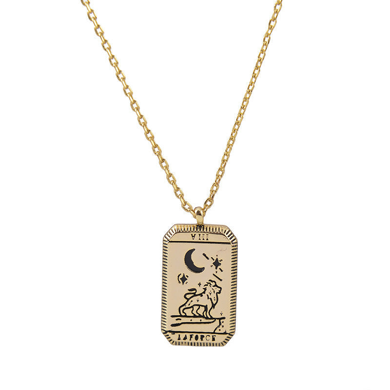 "La Force" Tarot Necklace – Strength Card Pendant for Courage & Resilience-jltn0627