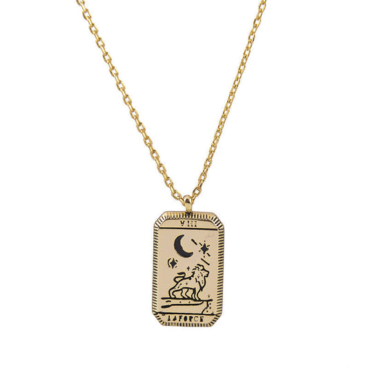 "La Force" Tarot Necklace – Strength Card Pendant for Courage & Resilience-jltn0627